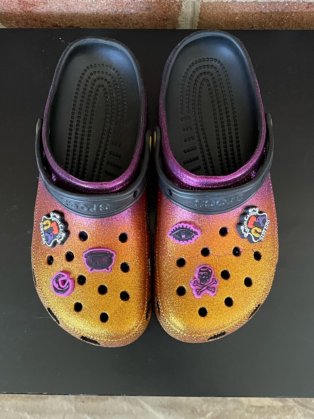 Hocus Pocus Glitter Crocs with Permanent Charms